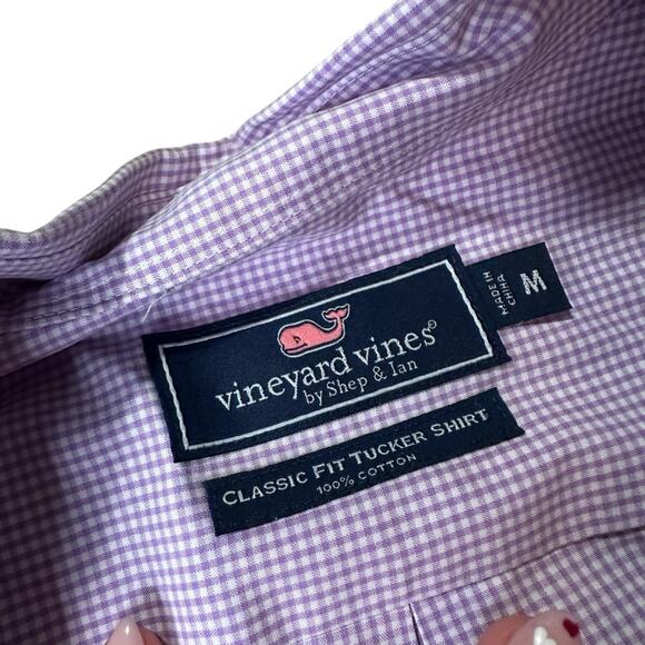 Vineyard Vines Purple White Casual Button Down Shirt Size medium EASTER SPRING - Picture 3 of 7